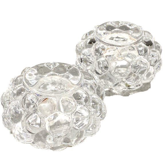 2 Vintage ORREFORS Crystal Art Glass Raspberry Votive Tea Light Holders Sweden - Picture 4 of 5